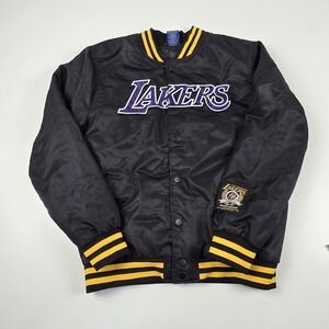 Los Angeles Lakers Satin Jacket Mens Small Black NBA Basketball Ultra Game